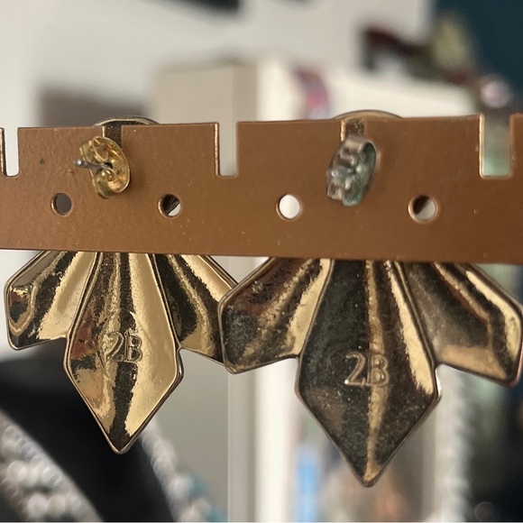 The 2 Bandits Gold with Turquoise Earring Set - Picture 3 of 3